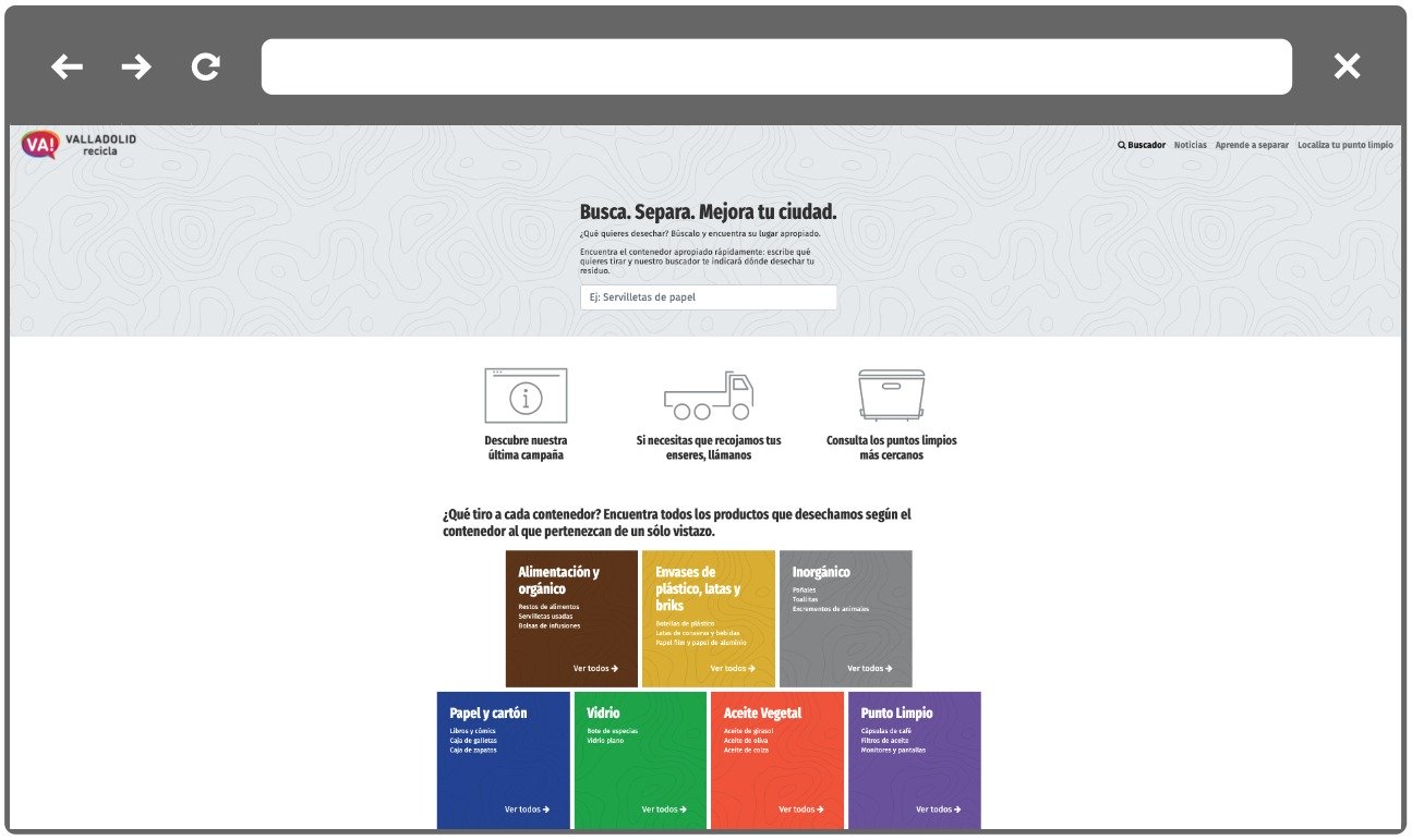 Buscador de residuos de Valladolid Recicla
